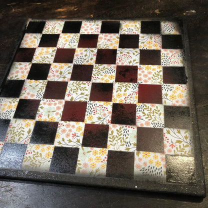 Scrapbook Chess Set - Tint Red Flowers
