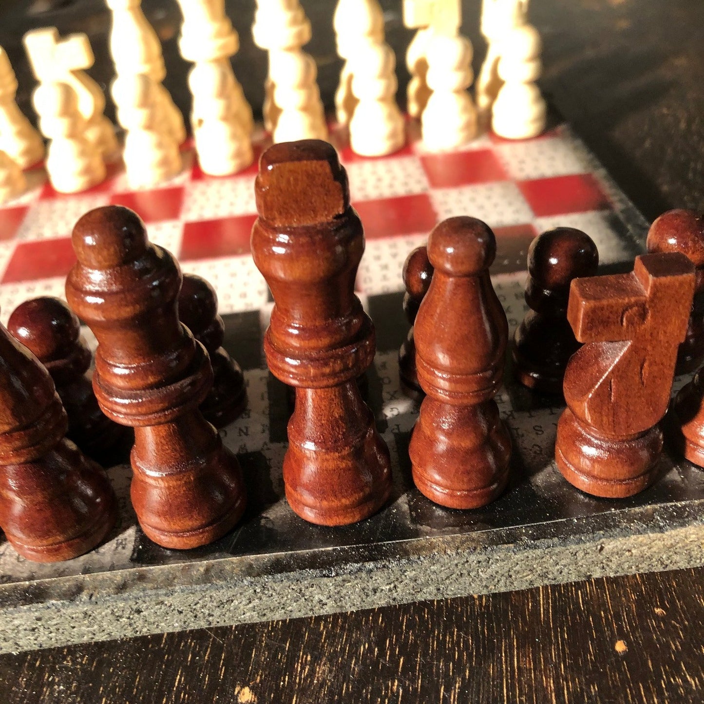 Scrapbook Chess Set - Red & Black Lettered Patterned