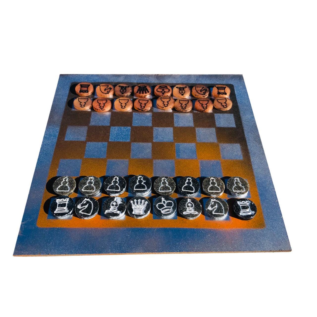 Chess Set - Chrome Orange