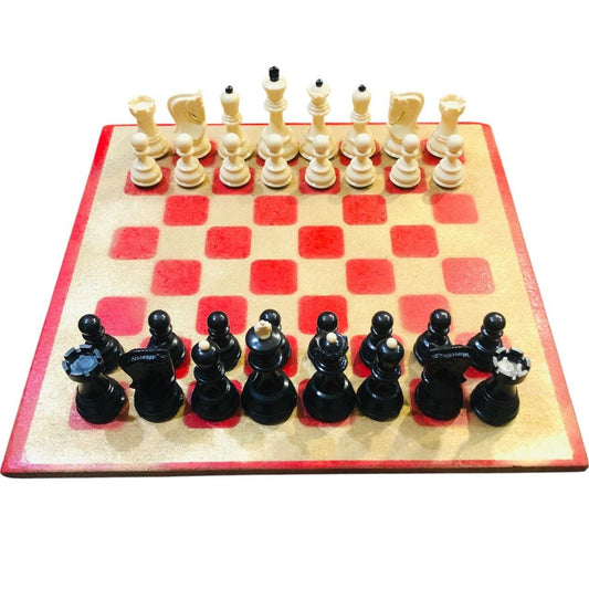 Large Chess Set - Golden Roman Red