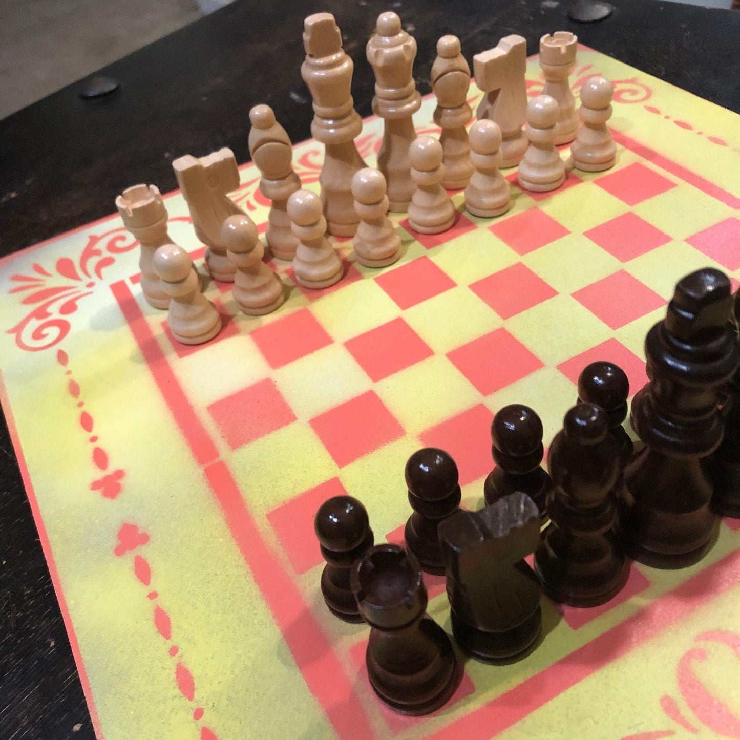 Chess Set - Yellow & Peach Pink