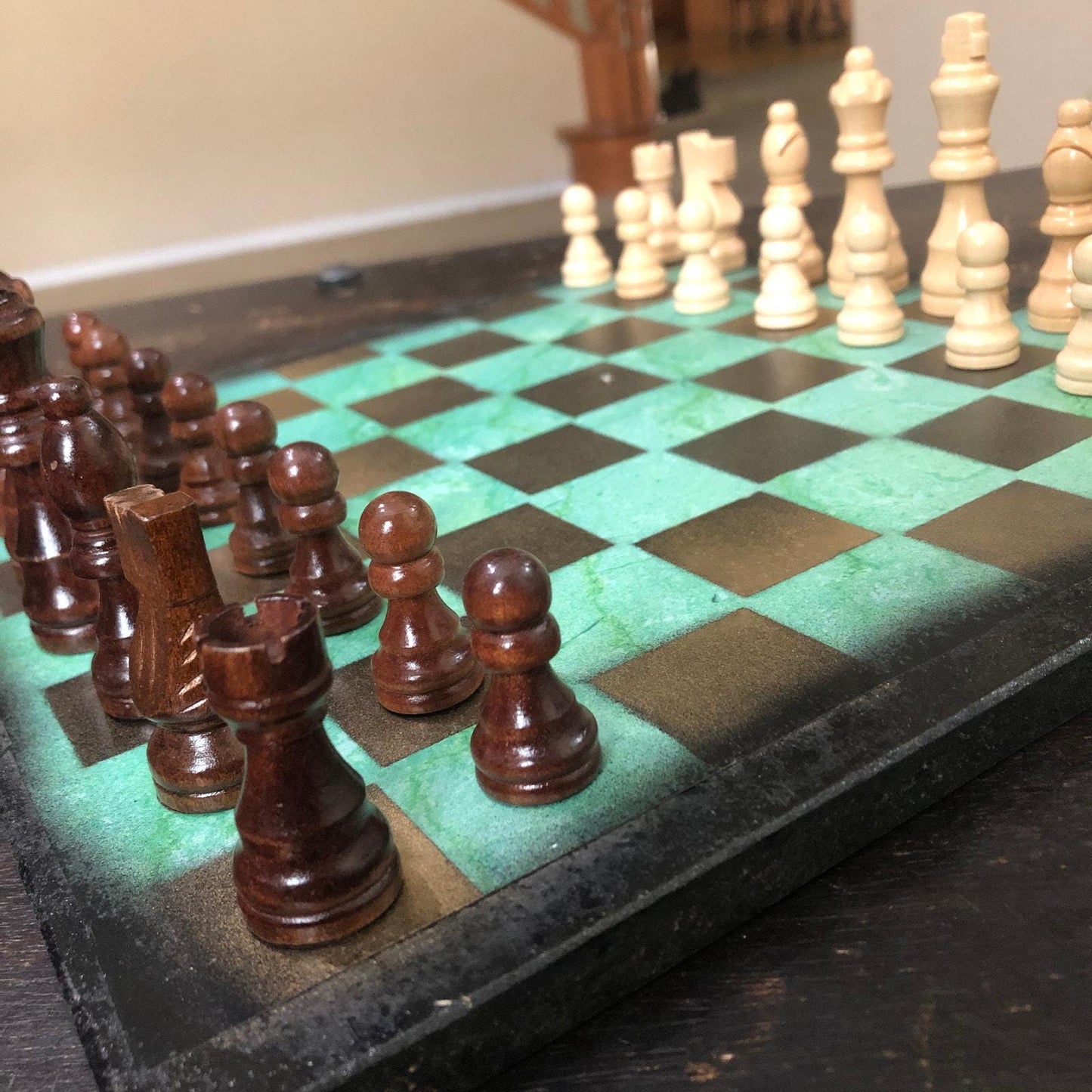 Scrapbook Chess Set - Golden Green