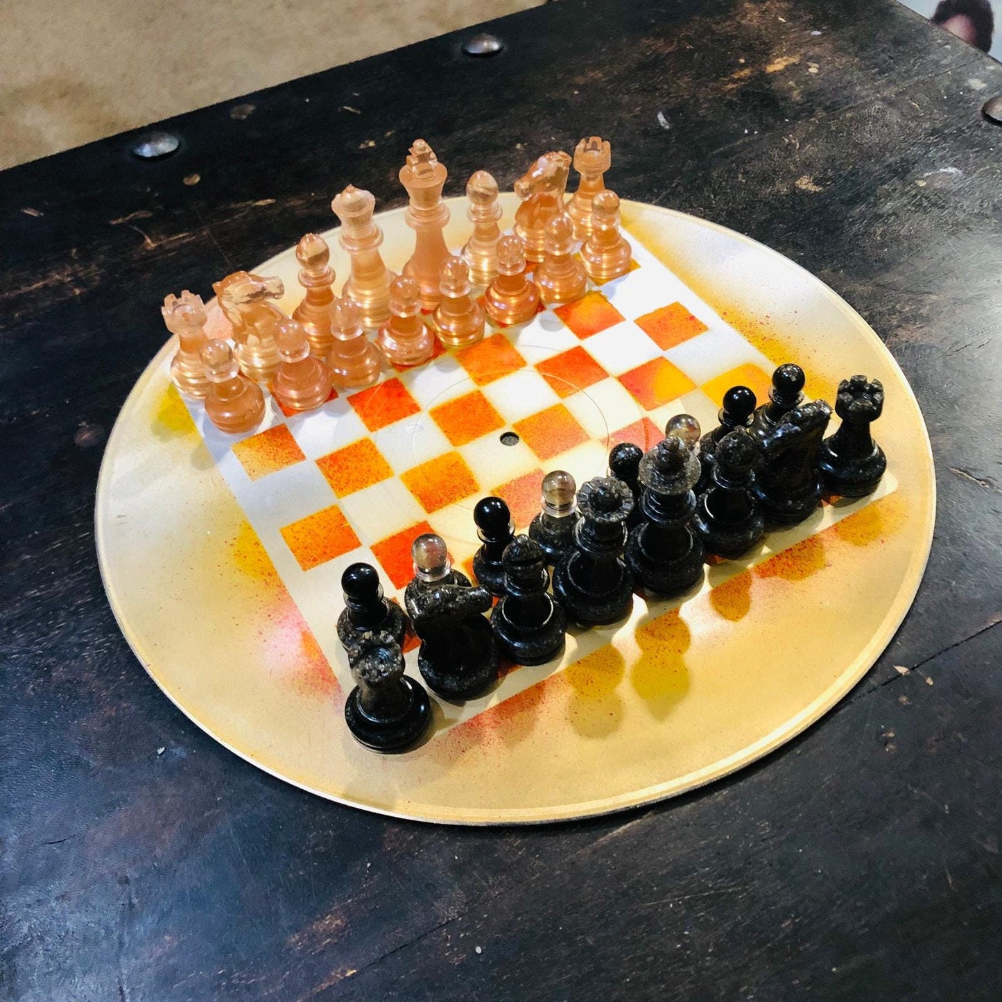 Vinyl Chess Set - Fire Gold (Resin Pieces)