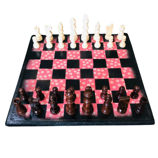 Scrapbook Chess Set - Red Flowers