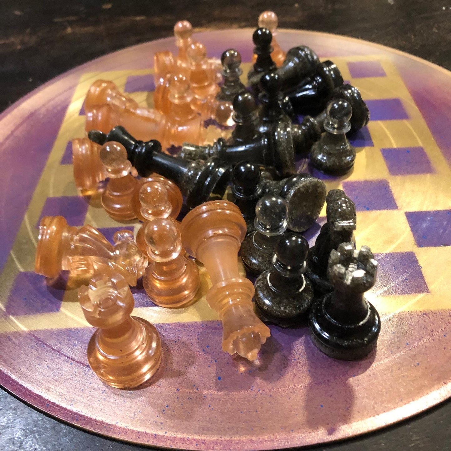 Vinyl Chess Set - Purple & Gold (Resin Pieces)