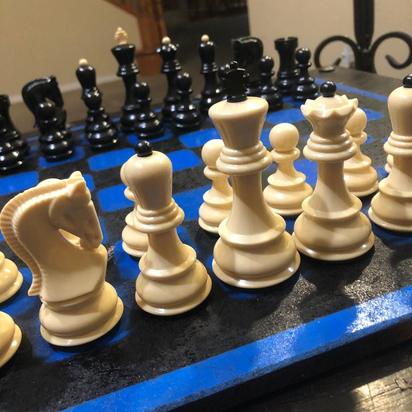 Large Chess Set - Blue & Black