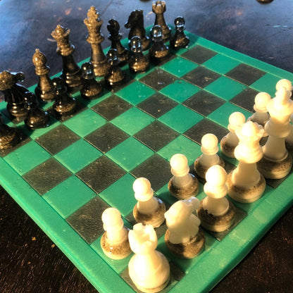 Handmade Resin Chess Set - Aqua Green