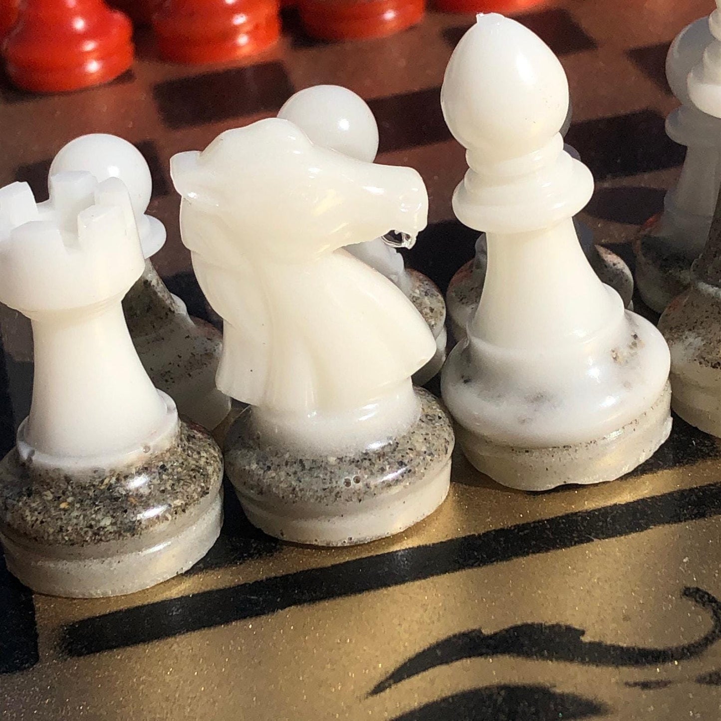 Chess Set - Gold Opal Red