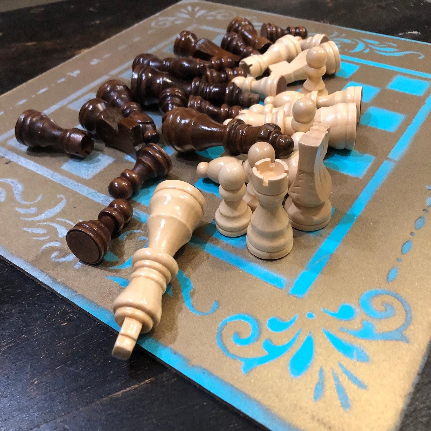 Chess Set - Blue White & Gold