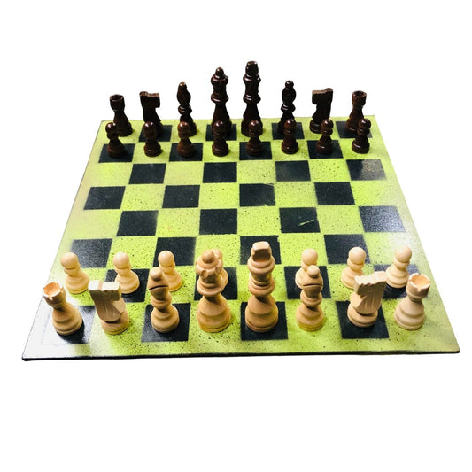 Painted Chess Set - Lime Green