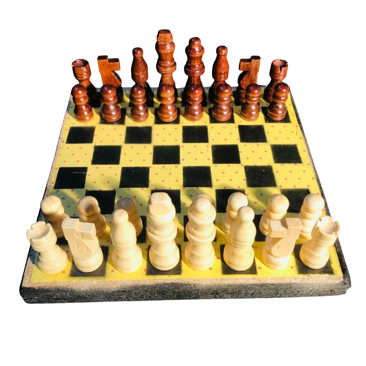 Scrapbook Chess Set - Dotted Yellow