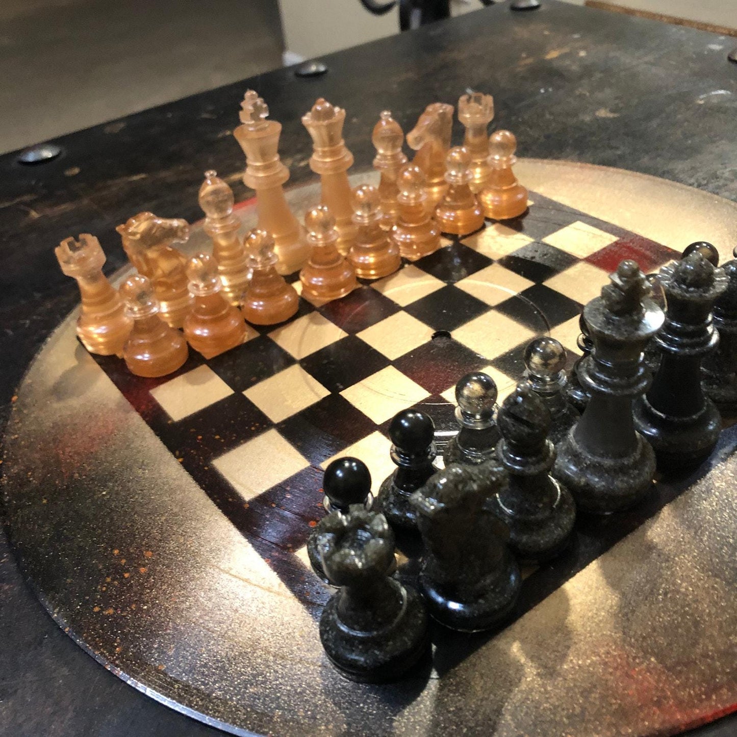 Vinyl Chess Set -Golden Red (Resin Pieces)