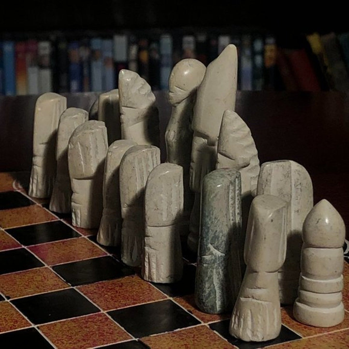 African Vintage Chess Set - Orange Chess Board