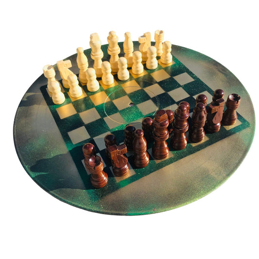 Vinyl Chess Set - Golden Deep Green