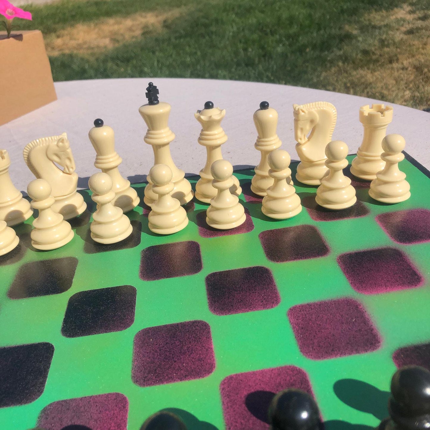 Large Chess Set - Purple & Green