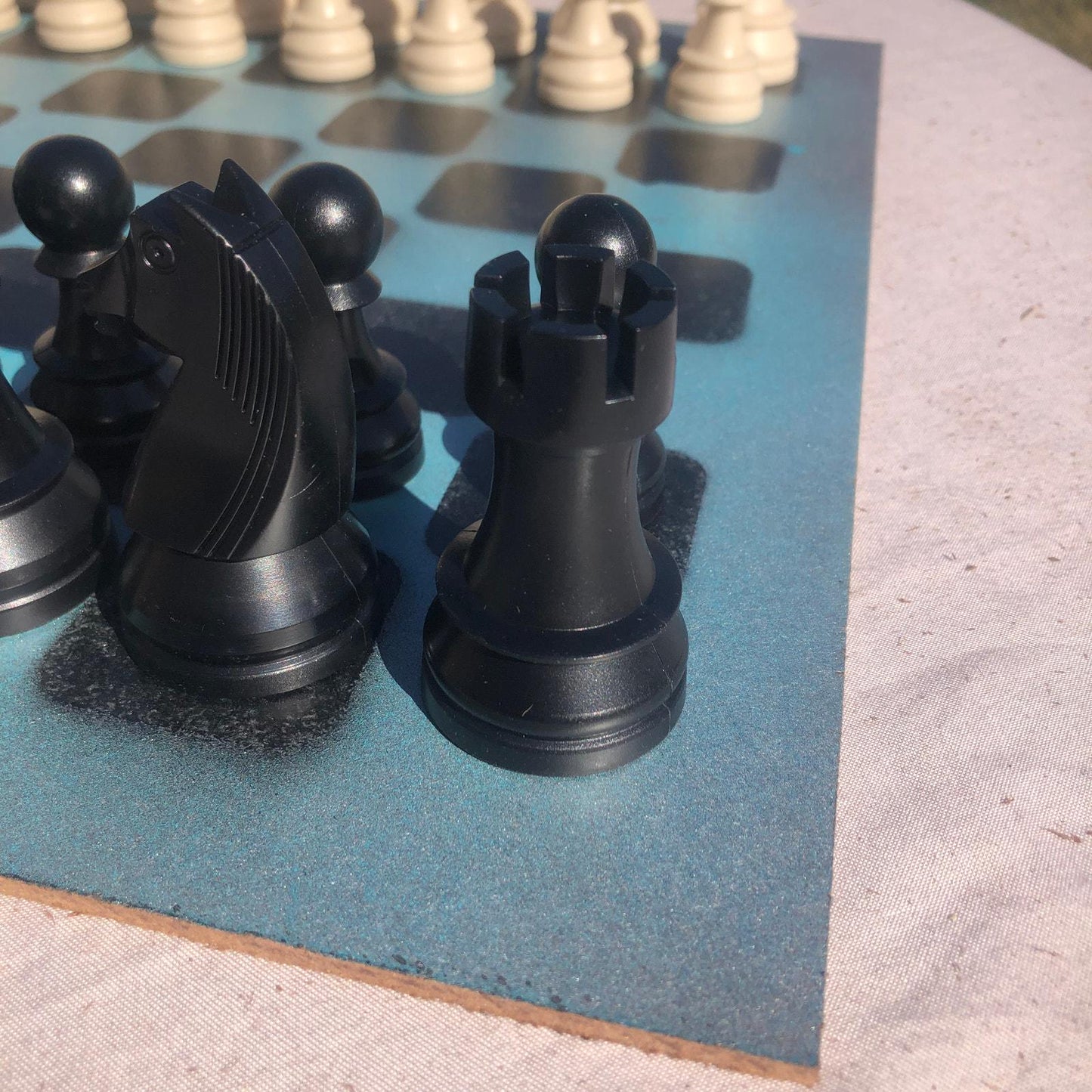 Large Chess Set - Bright Blue