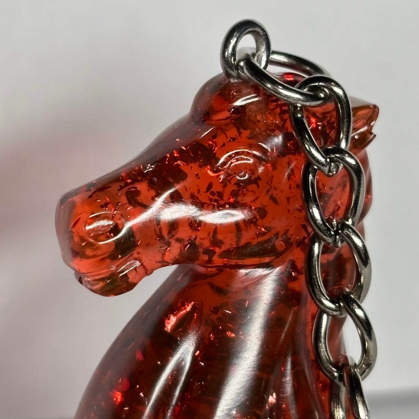 Fire Red Knight Handmade Resin Keychain - One of a Kind Design
