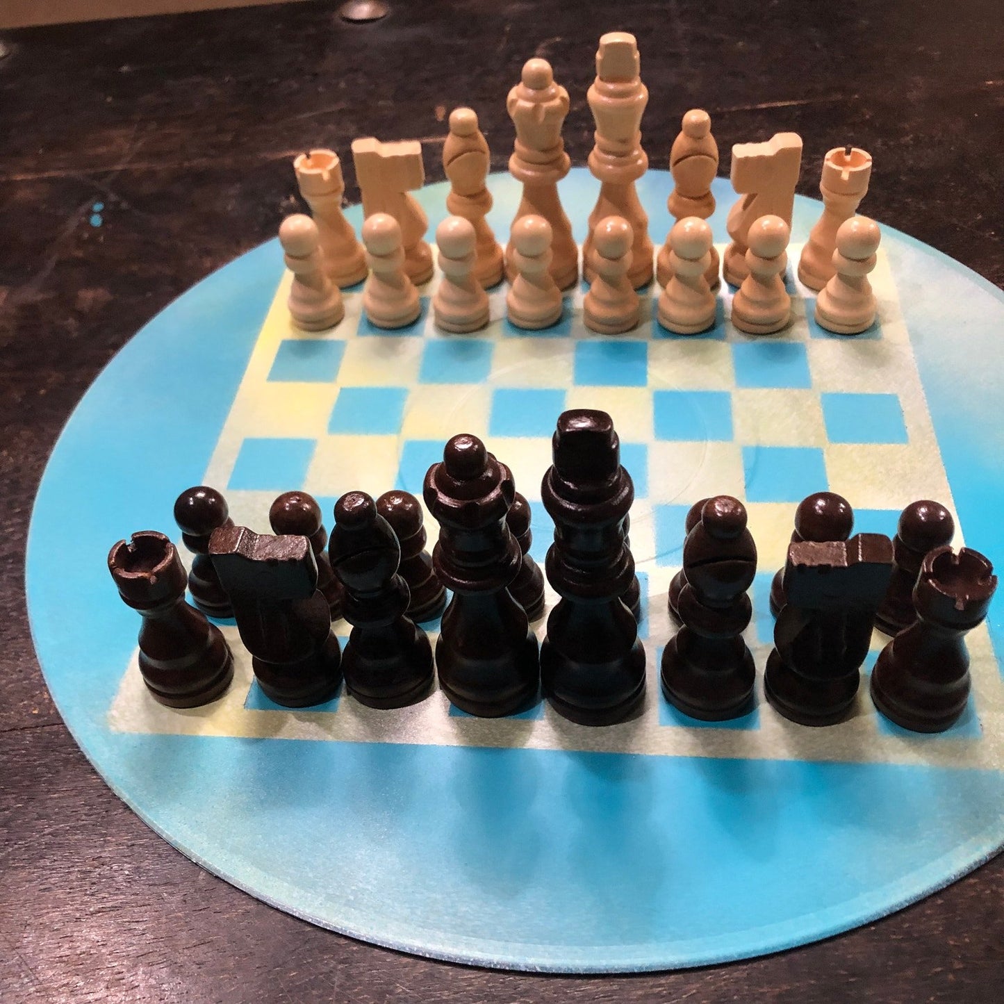 Vinyl Chess Set - Cream Blue