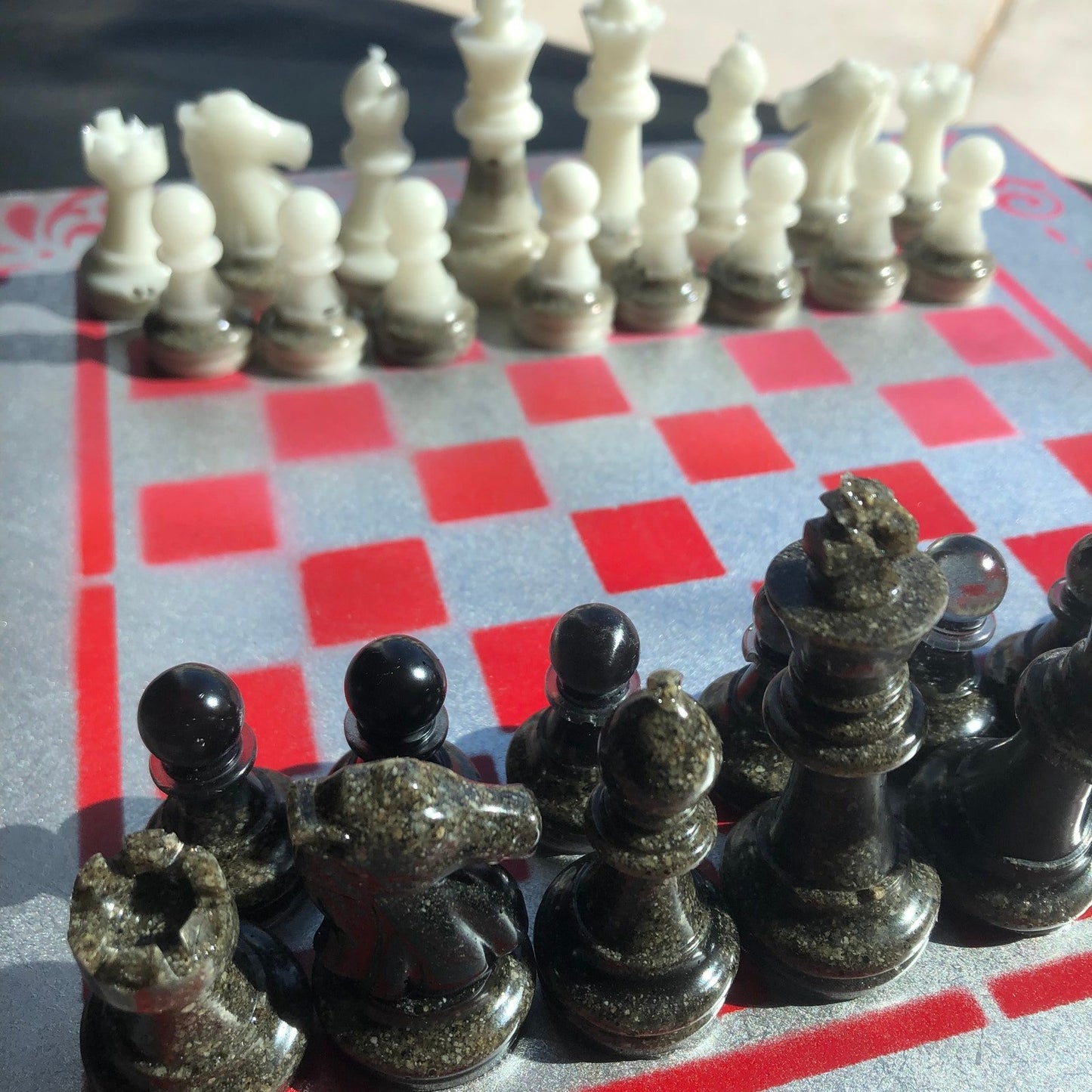 Chess Set - Red Silver