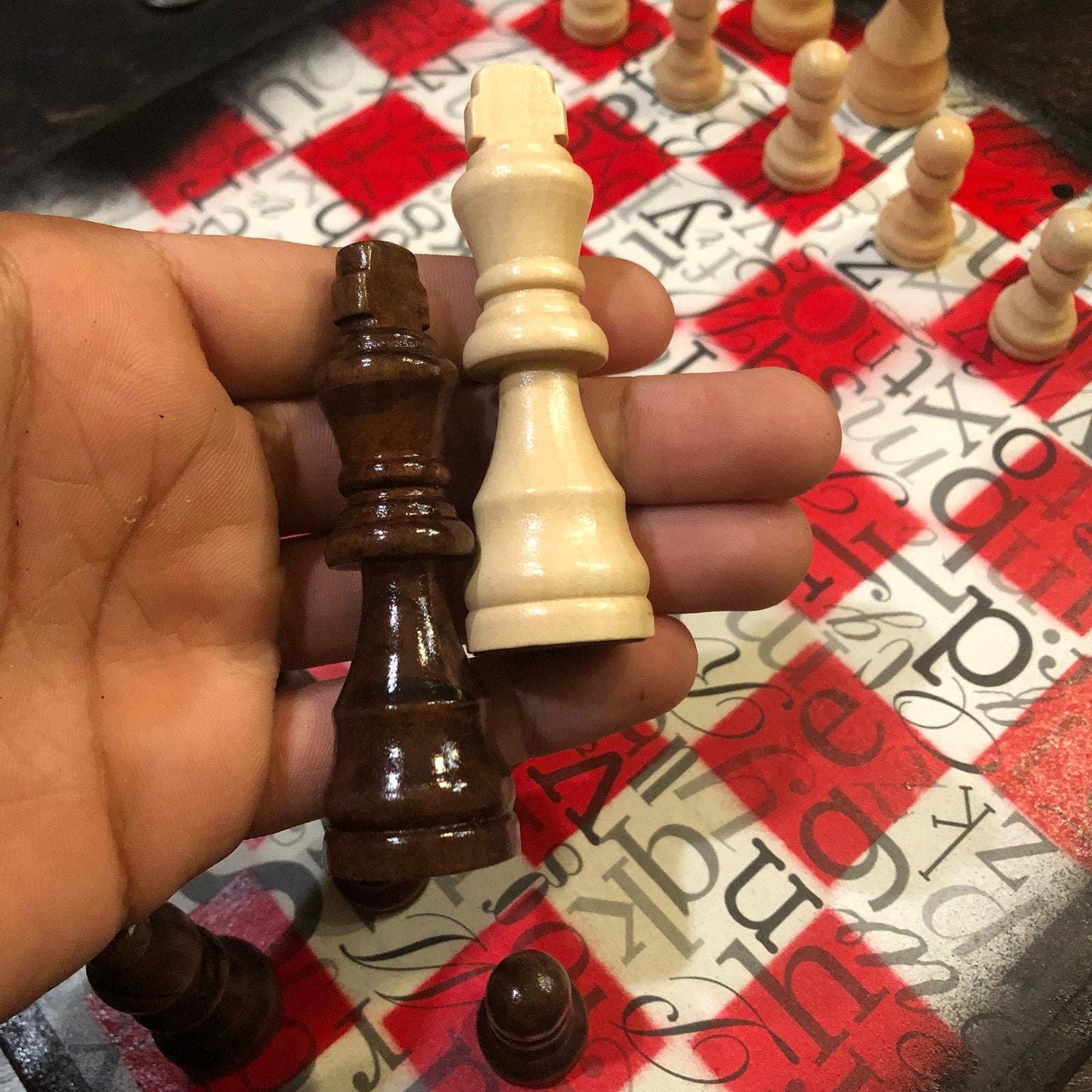 Scrapbook Chess Set - Red Letters