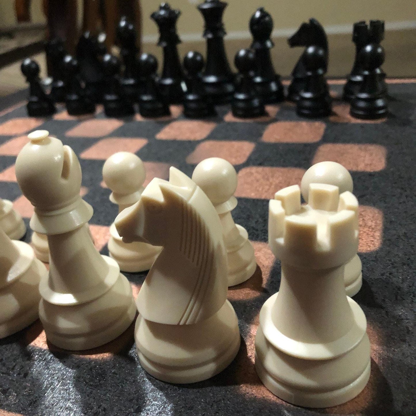 Large Painted Chess Set - Bronze & Black