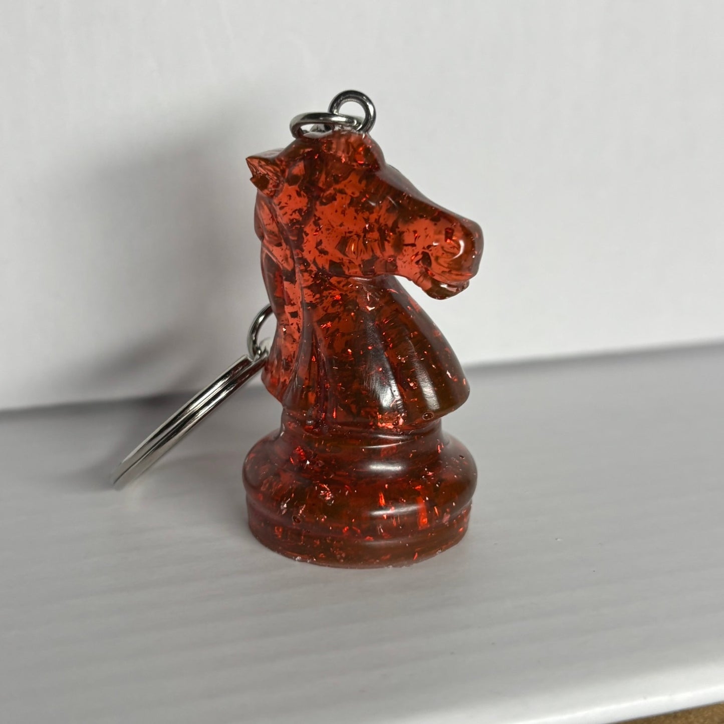 Fire Red Knight Handmade Resin Keychain - One of a Kind Design
