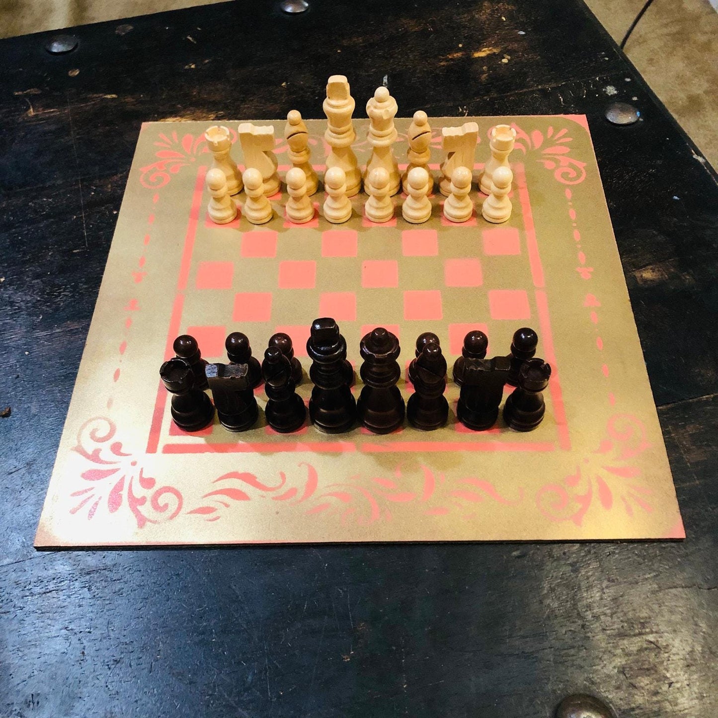 Chess Set - Golden Peach Pink