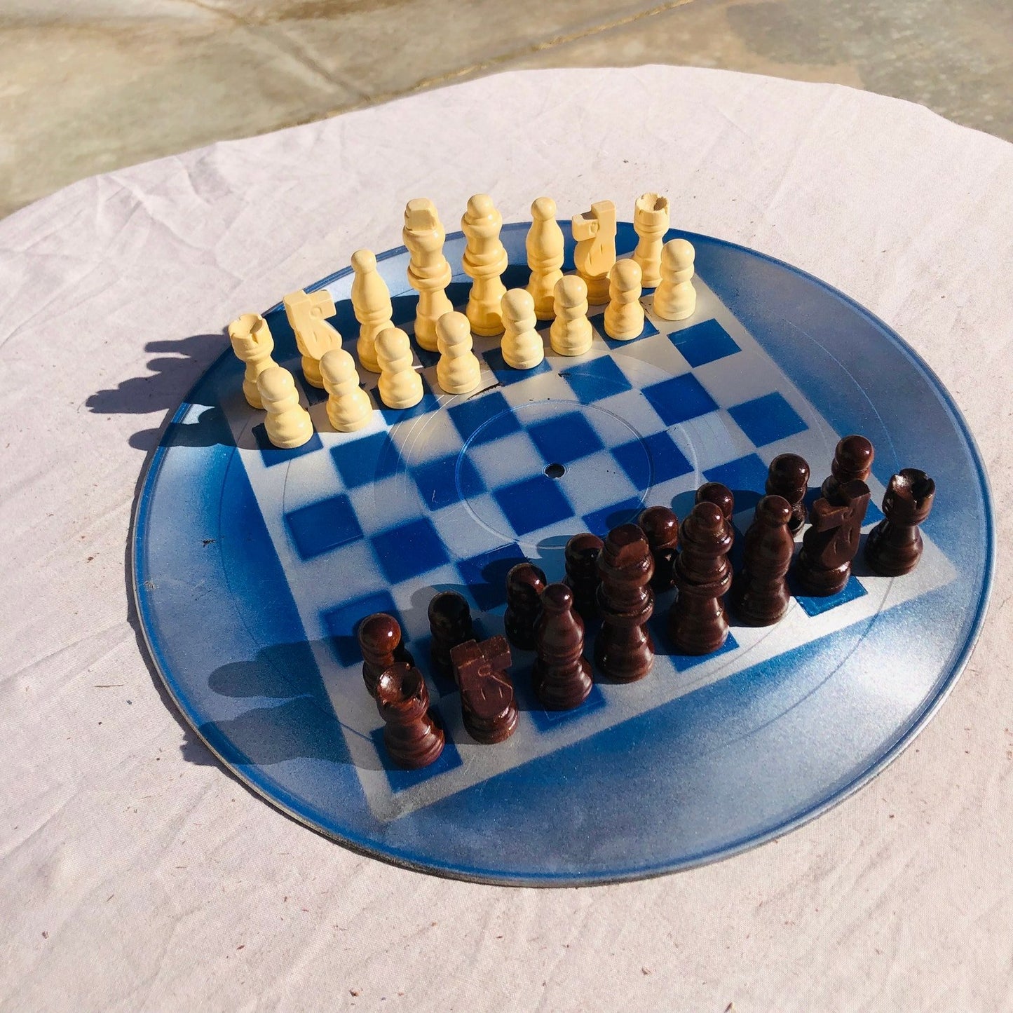 Vinyl Chess Set - Blue Chrome