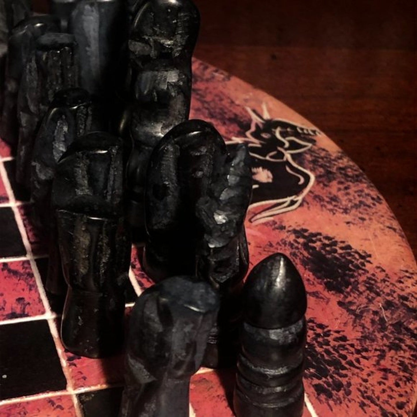 African Vintage Chess Set - Pink Chess Board