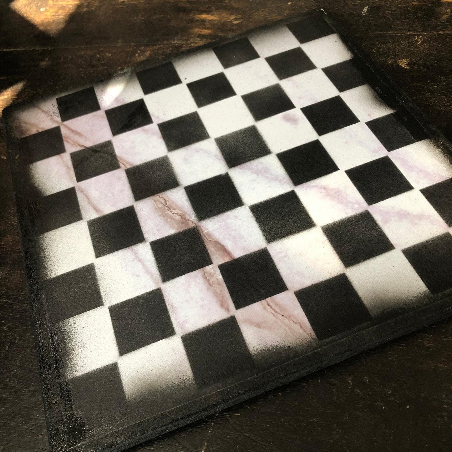 Scrapbook Chess Set - White Marble Pattern