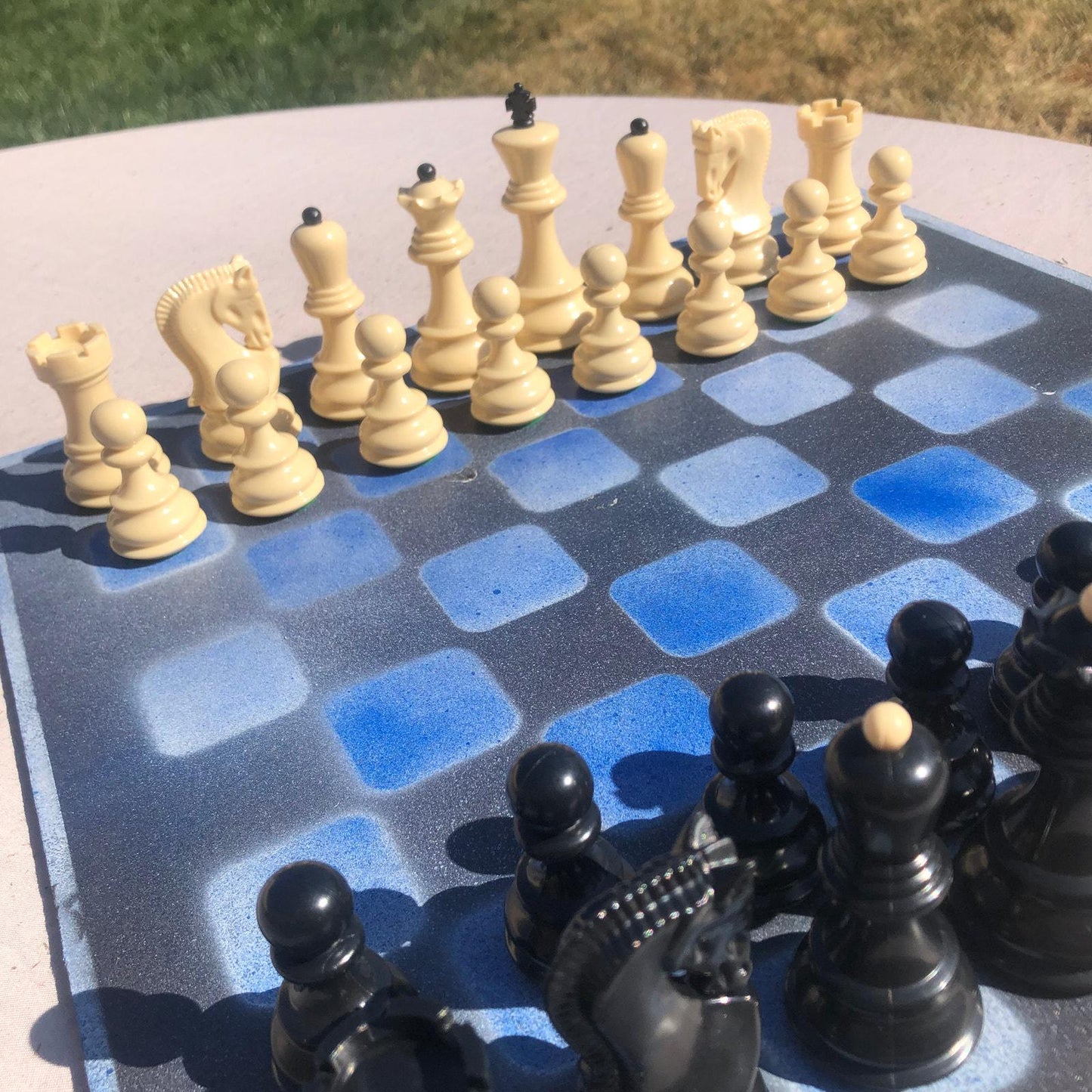 Large Chess Set - Blue & Black