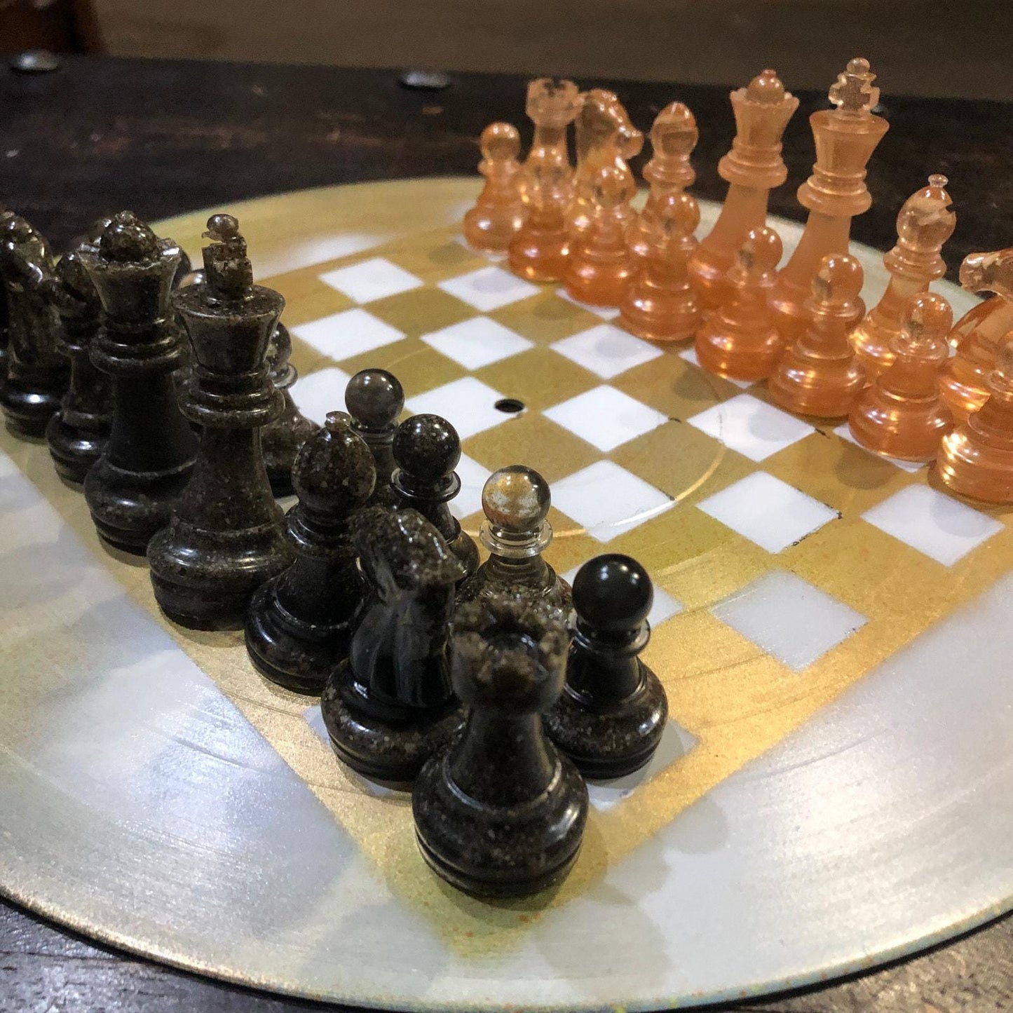 Vinyl Chess Set - Champagne Gold (Resin Pieces)