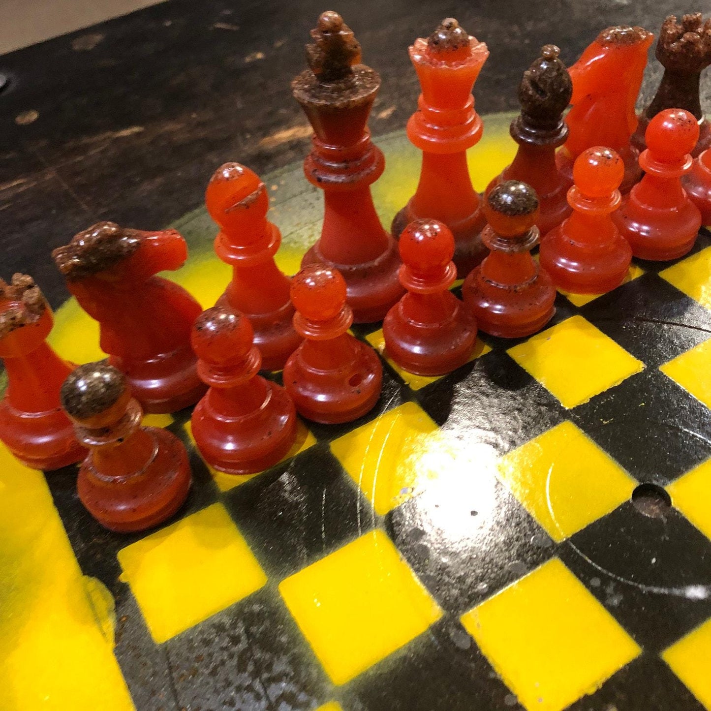 Vinyl Chess Set - Super Yellow (Resin Pieces)