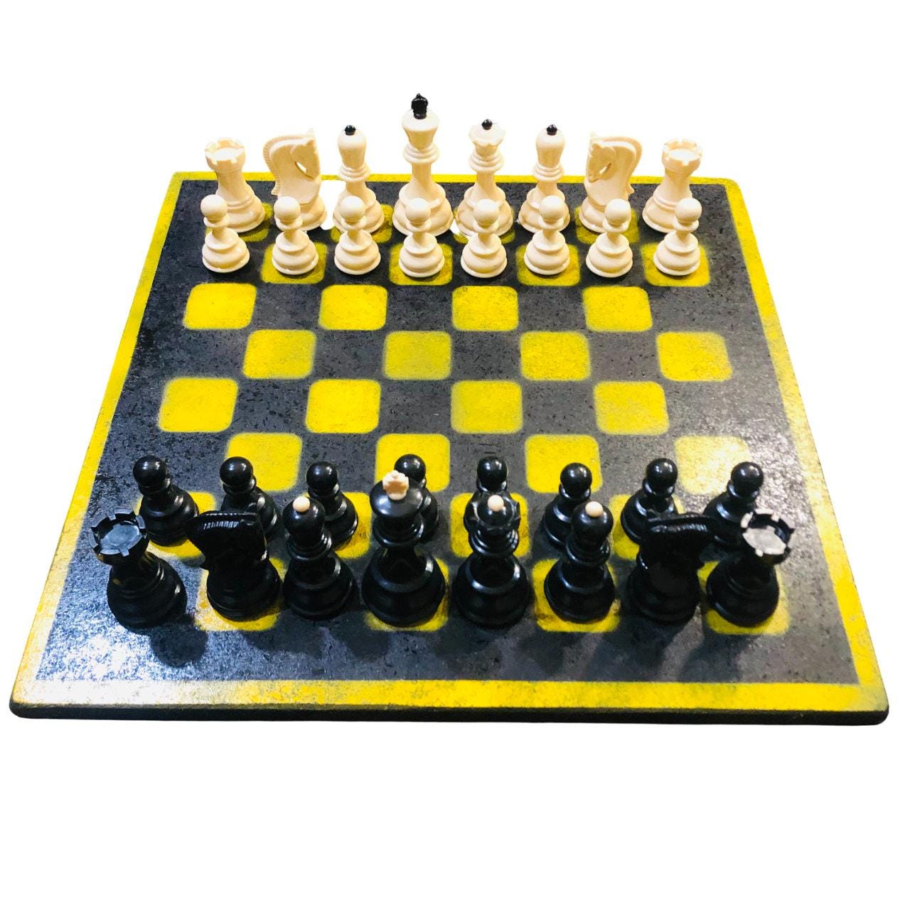 Large Chess Set - Black & Yellow