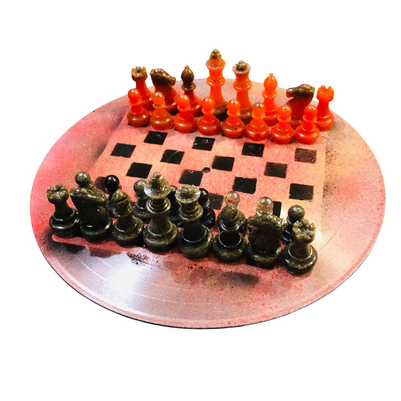 Vinyl Chess Set - Mist Red (Resin Pieces)