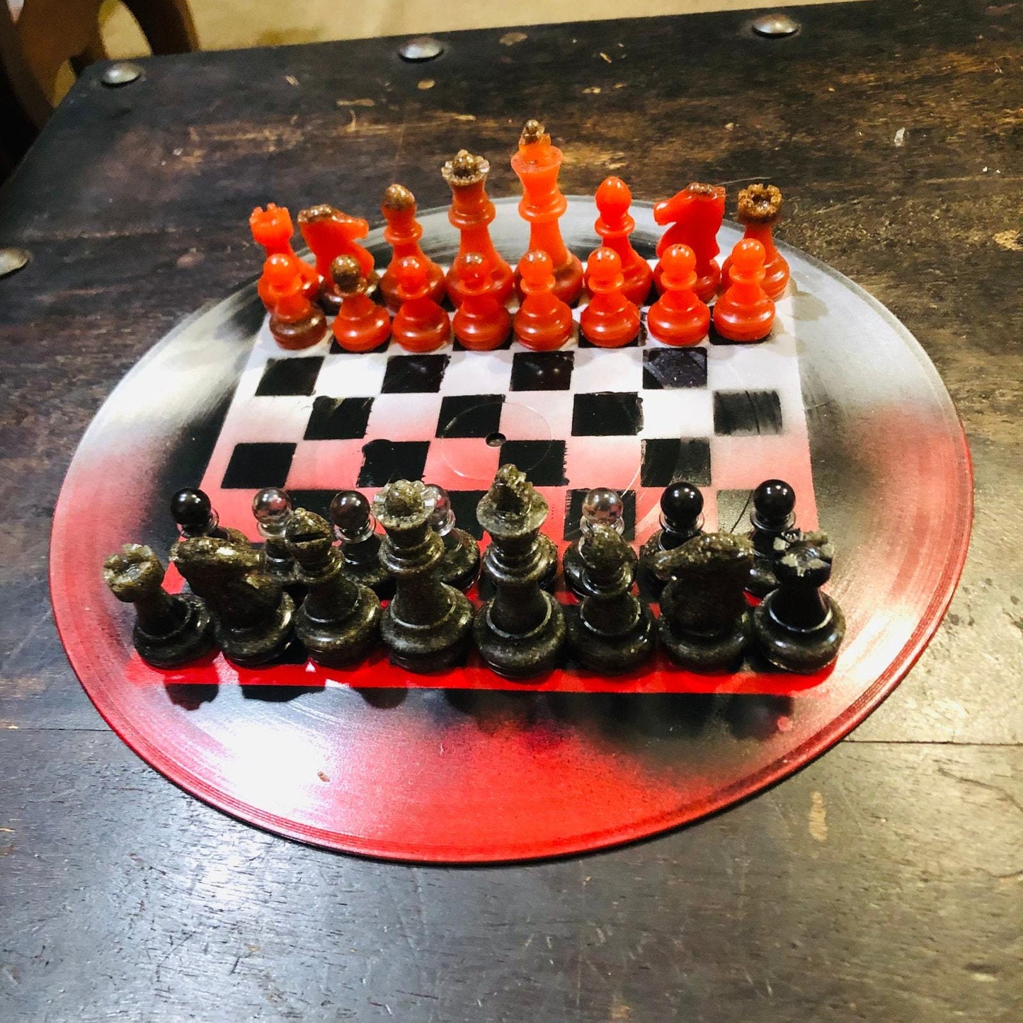 Vinyl Chess Set - Stealth Red (Resin Pieces)