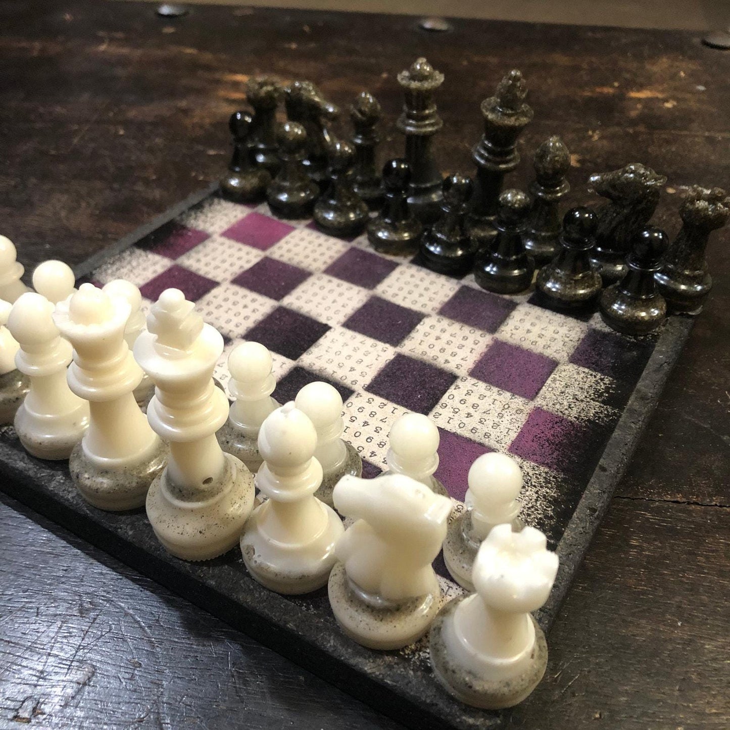 Scrapbook Chess Set - Purple Numbers (Resin Pieces)