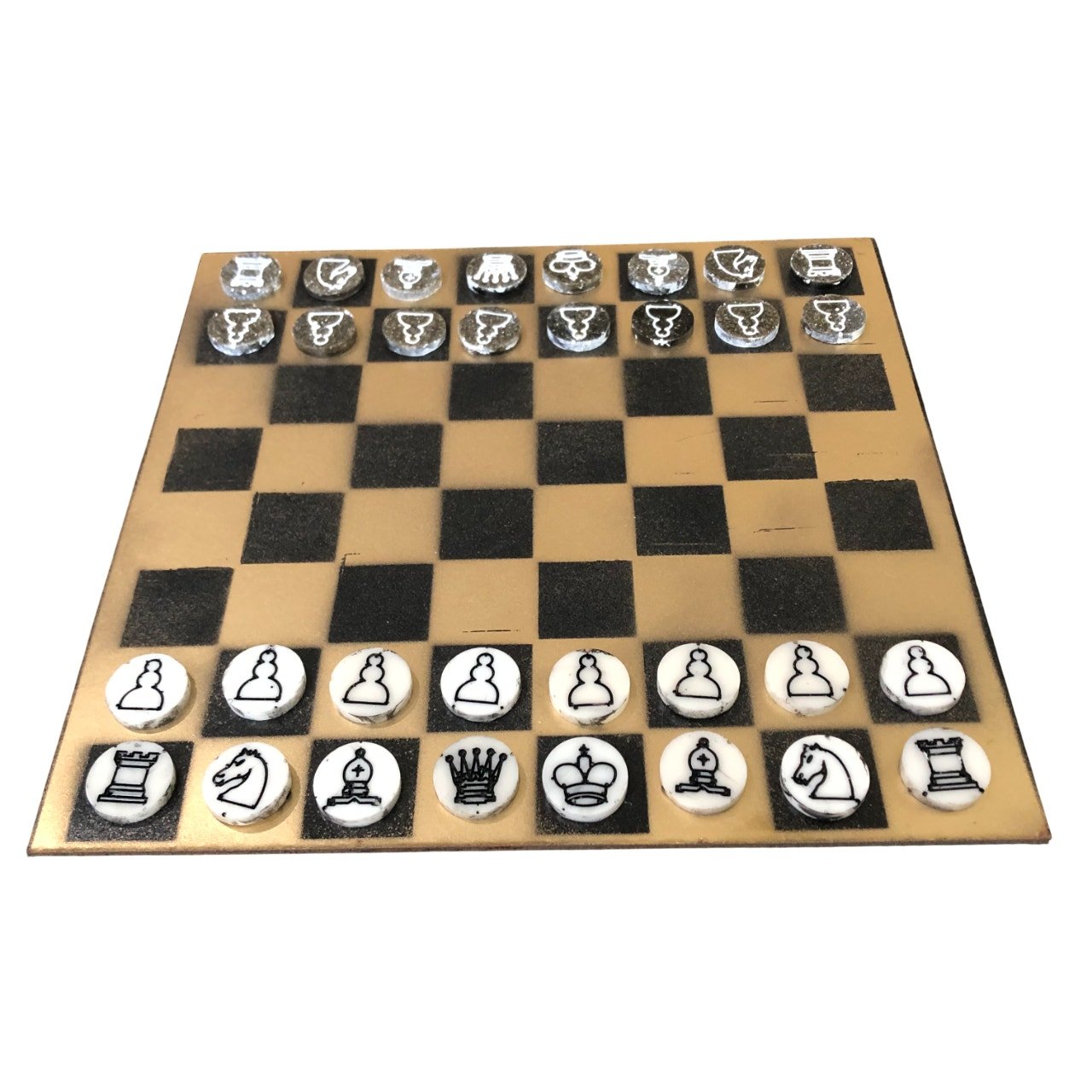 Painted Chess Set - Gold & Black