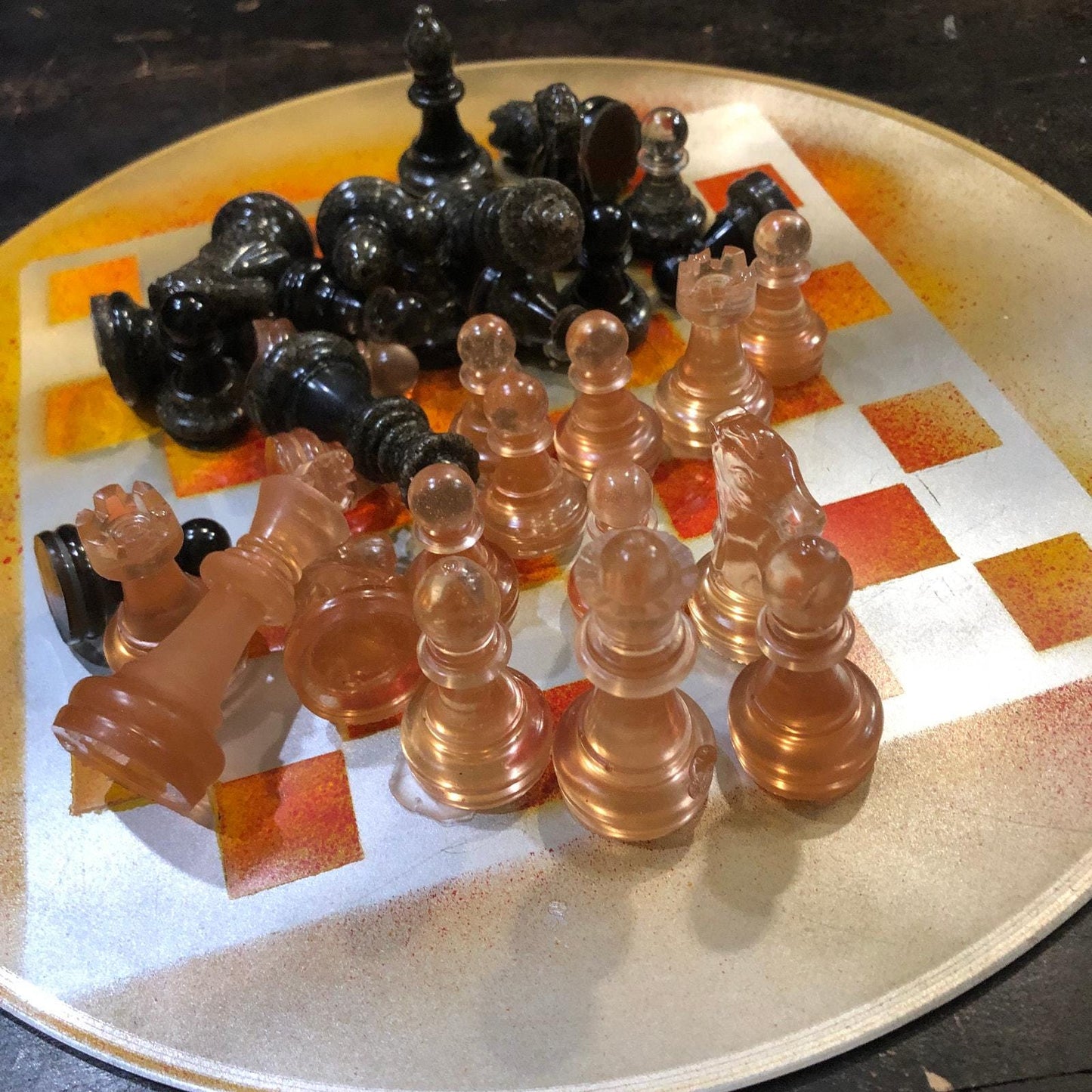 Vinyl Chess Set - Fire Gold (Resin Pieces)