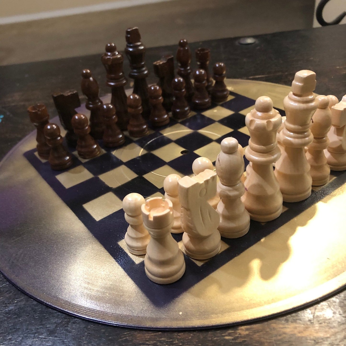 Vinyl Chess Set - Gold & Black