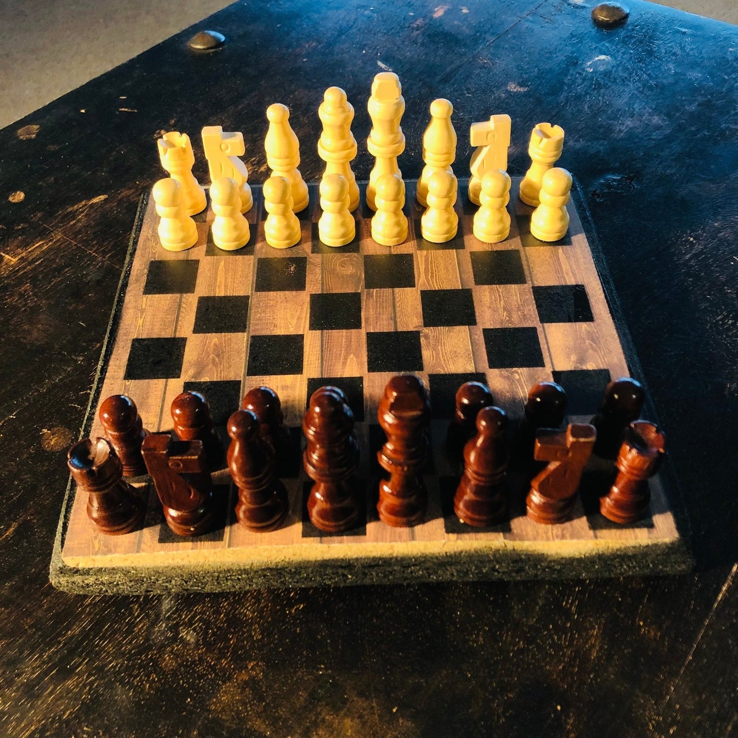 Scrapbook Chess Set - Brown Wood