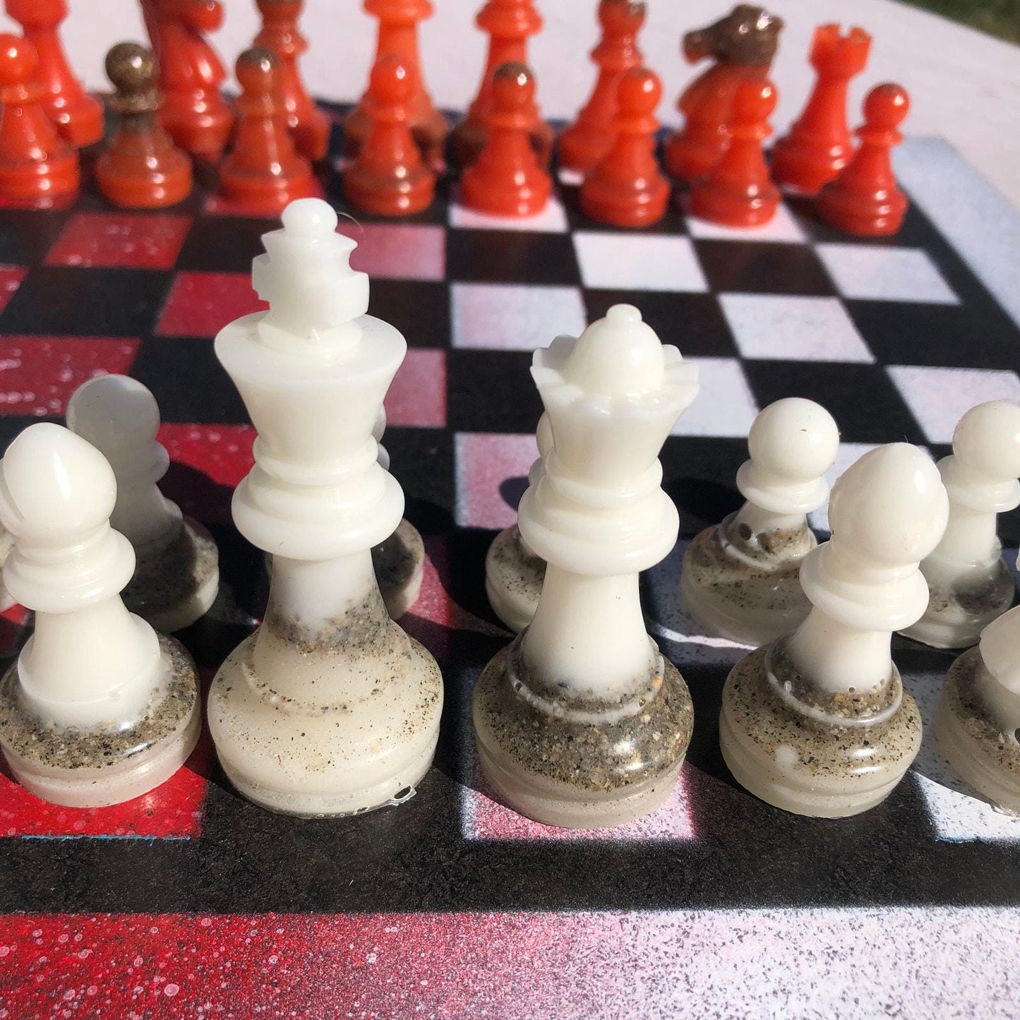 Chess Set - Fire Snow Opal Red