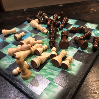 Scrapbook Chess Set - Green Crystal