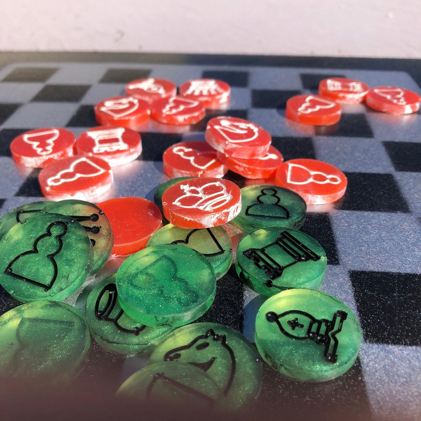 Chess Set - Green & Red