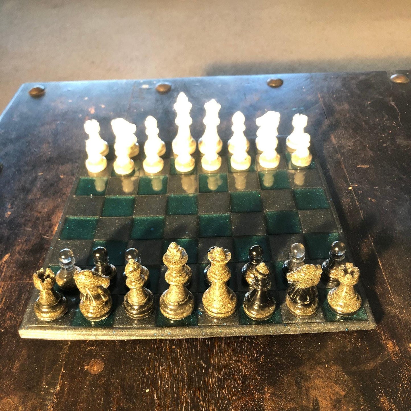 Handmade Resin Chess Set - Space Blue