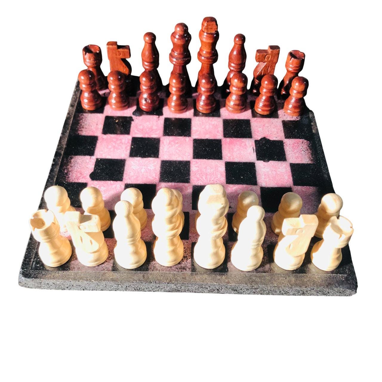 Scrapbook Chess Set - Vintage Pink