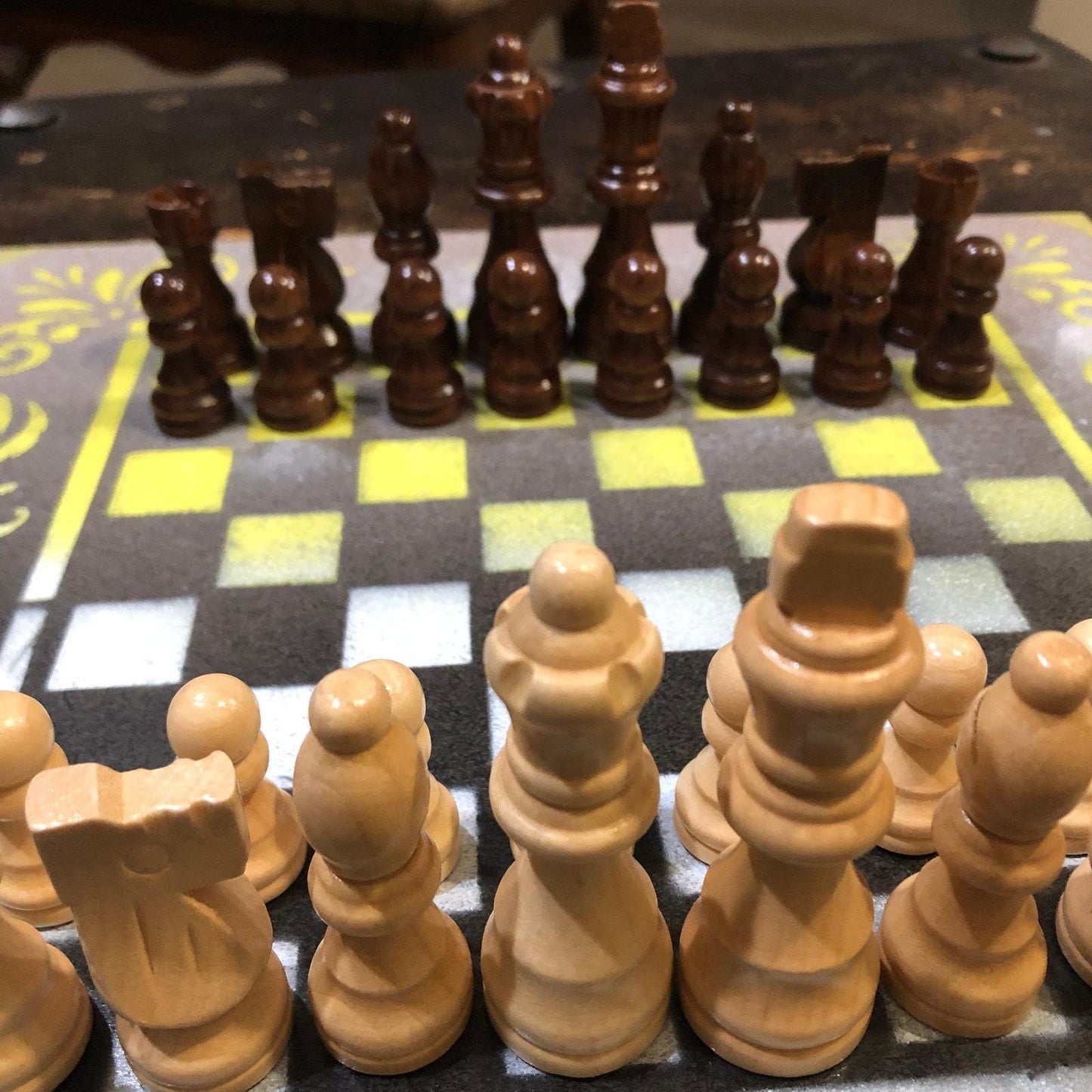 Chess Set - Black Yellow & White