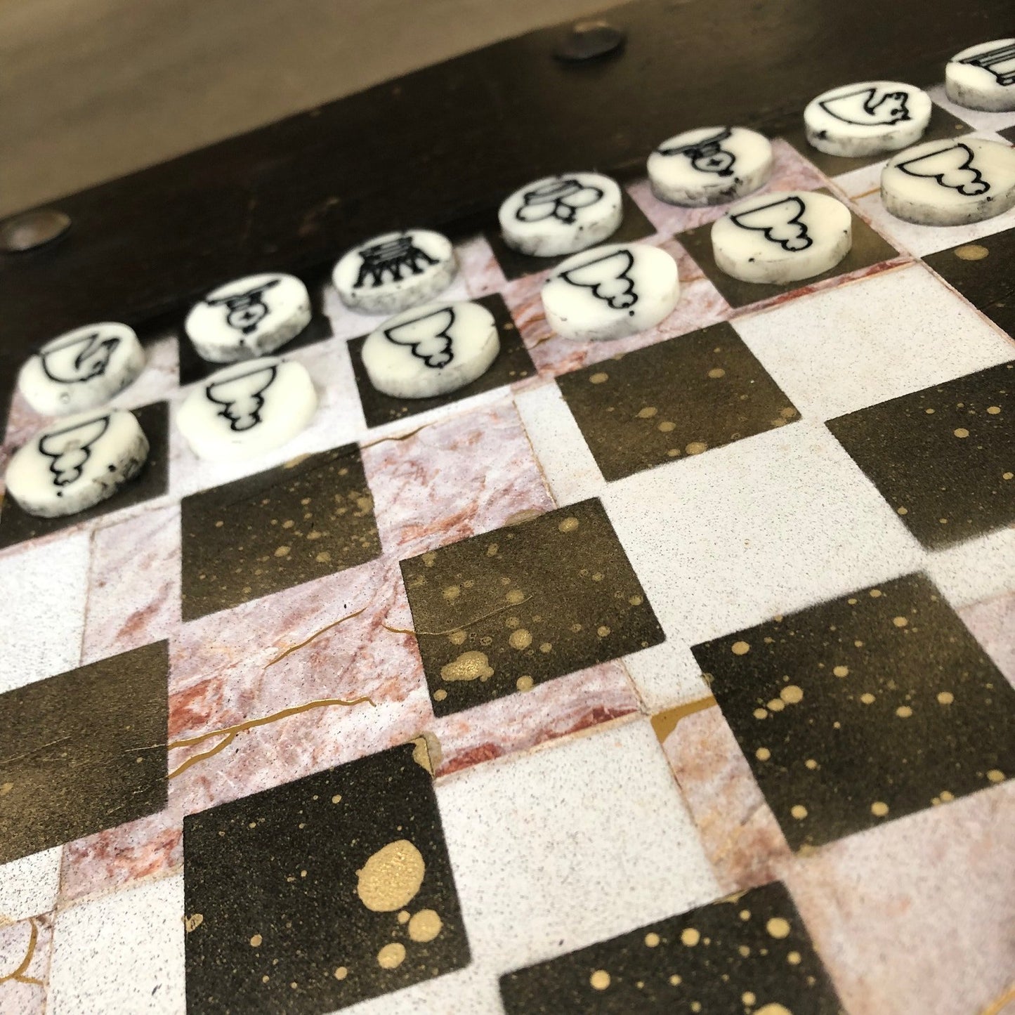 Scrapbook Chess Set - Marble Gold