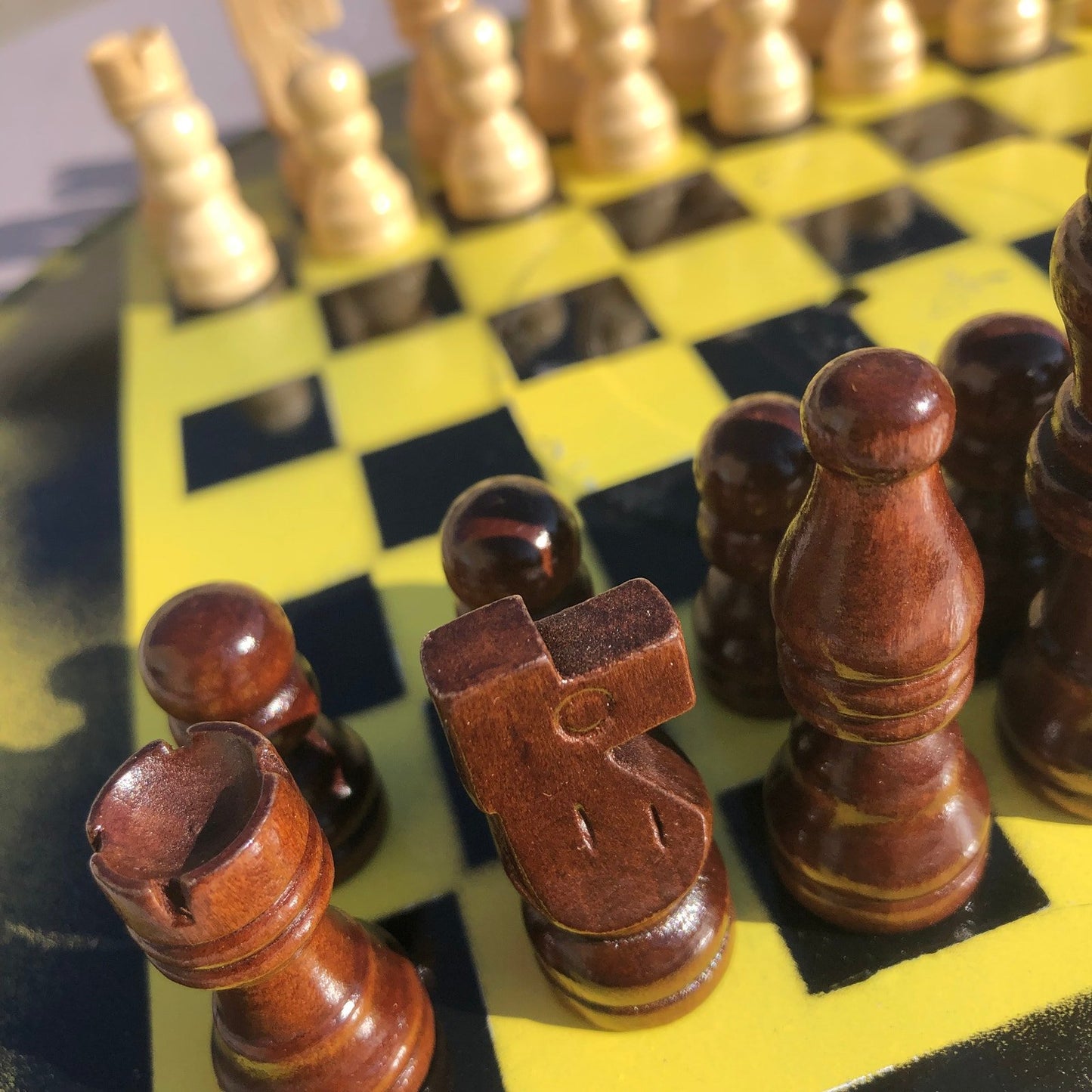 Vinyl Chess Set - Yellow Black Powder