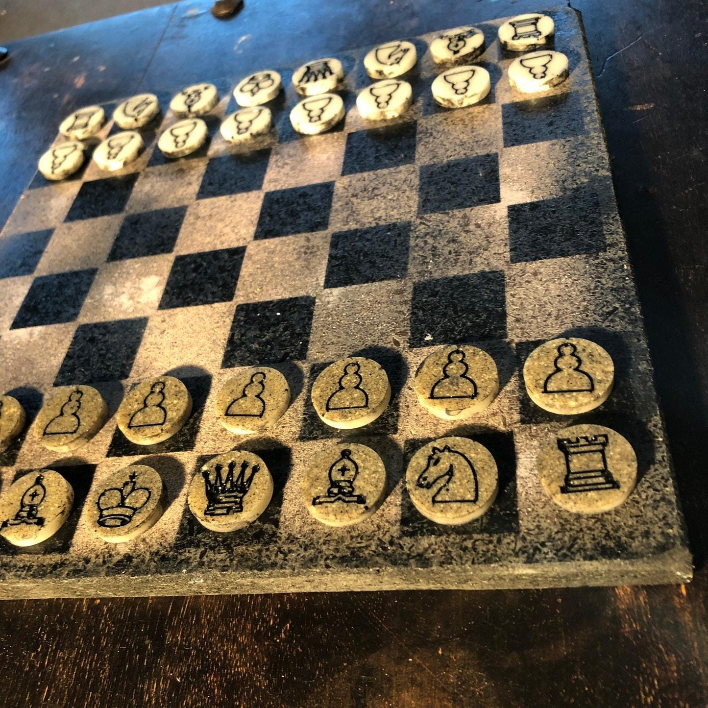 Chess Set - Rustic Gray & Brown